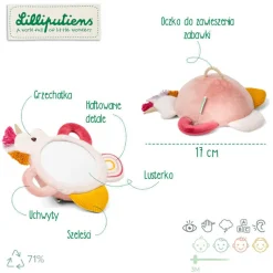 Aktywizujące|Sensoryczne | Lilliputiens Aktywizujące wielofunkcyjne lusterko sensoryczne z uchwytami Jednorożec Lena 3m+