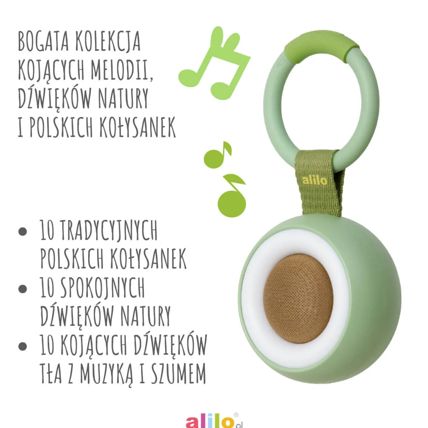 Szumiące Misie|Szumiące Misie I Projektory | Alilo CocoNap W1 - odtwarzacz MP3 i lampka do karmienia - awokado