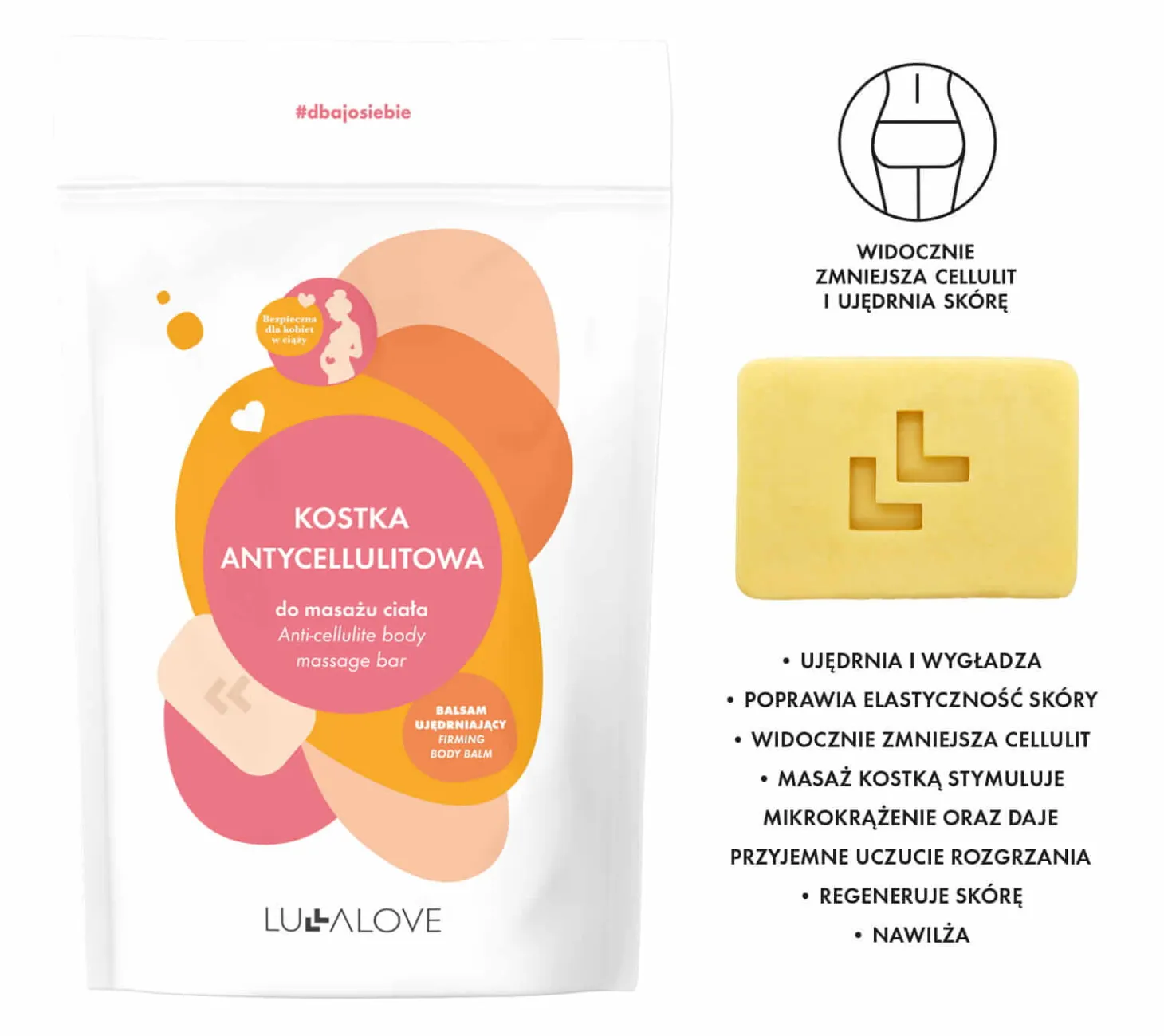 Antycellulitowa kostka do masażu ciała - mocne działanie, 70g