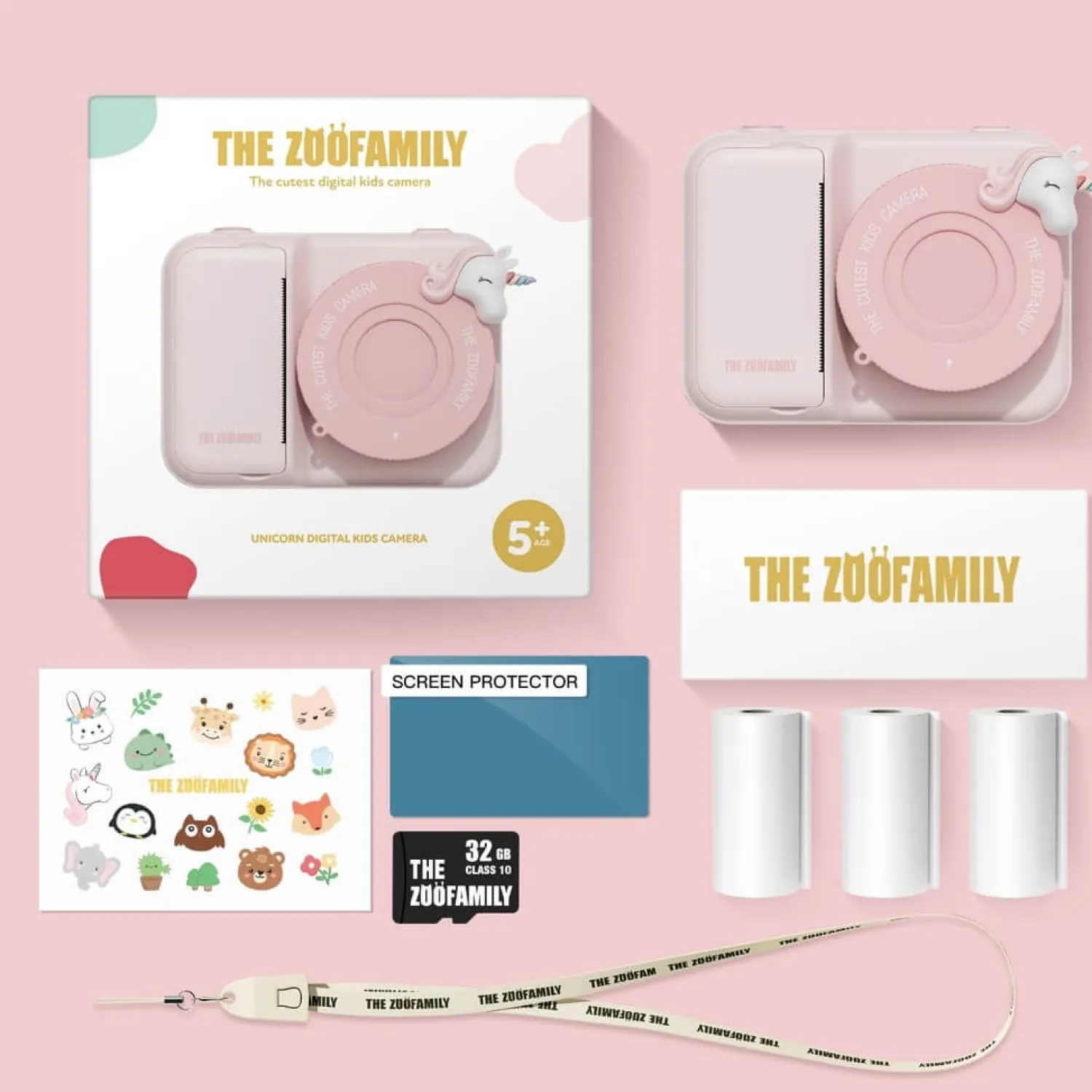 Idealne W Podróży|8 Lat+ | The Zoofamily Aparat cyfrowy z drukarką dla dzieci Zoo Print - Unicorn