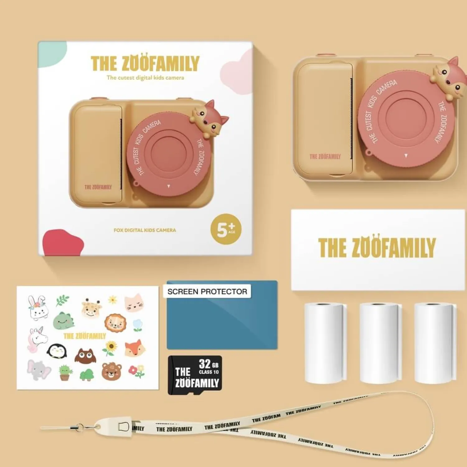 Idealne W Podróży|6 Lat+ | The Zoofamily Aparat cyfrowy z drukarką dla dzieci Zoo Print - Fox
