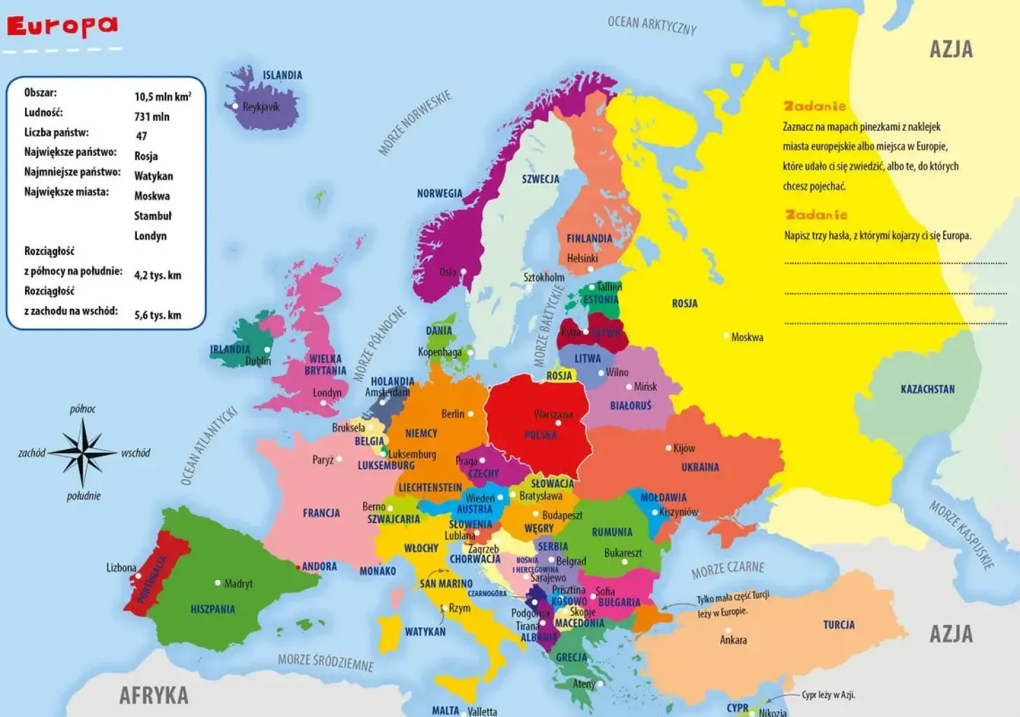 Atlas Europy z naklejkami i plakatem