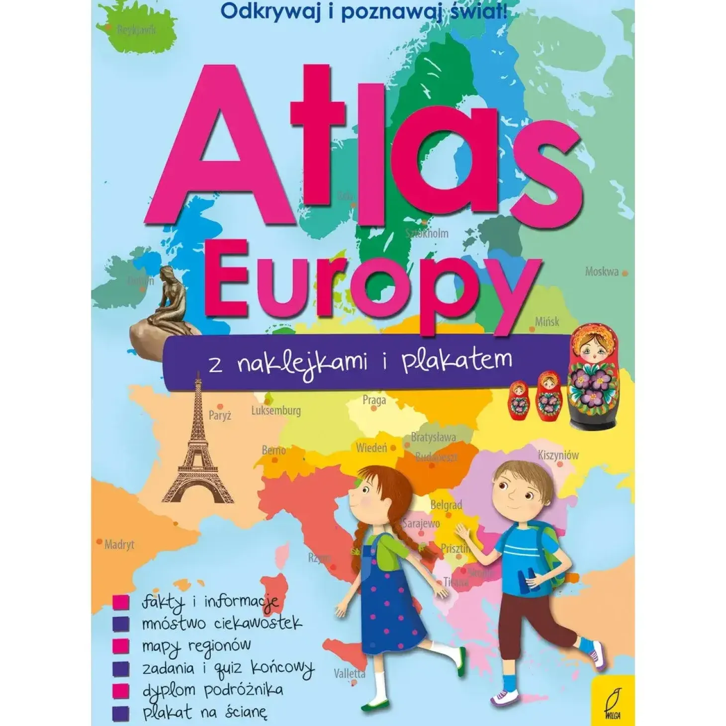 Atlas Europy z naklejkami i plakatem