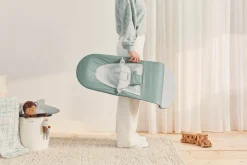 BABYBJORN - leżaczek BALANCE SOFT WOVEN JERSEY, light sage - grey