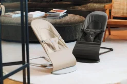 BABYBJORN - leżaczek BALANCE SOFT WOVEN, JERSEY Tri Fabric, Ciemny Szary