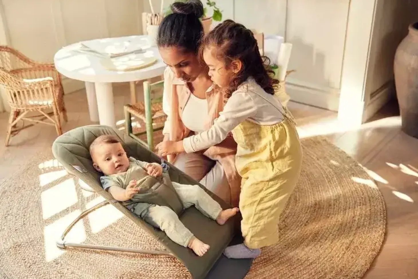 BABYBJORN - leżaczek BLISS WOVEN, Petal Quilt, Ciemnozielony