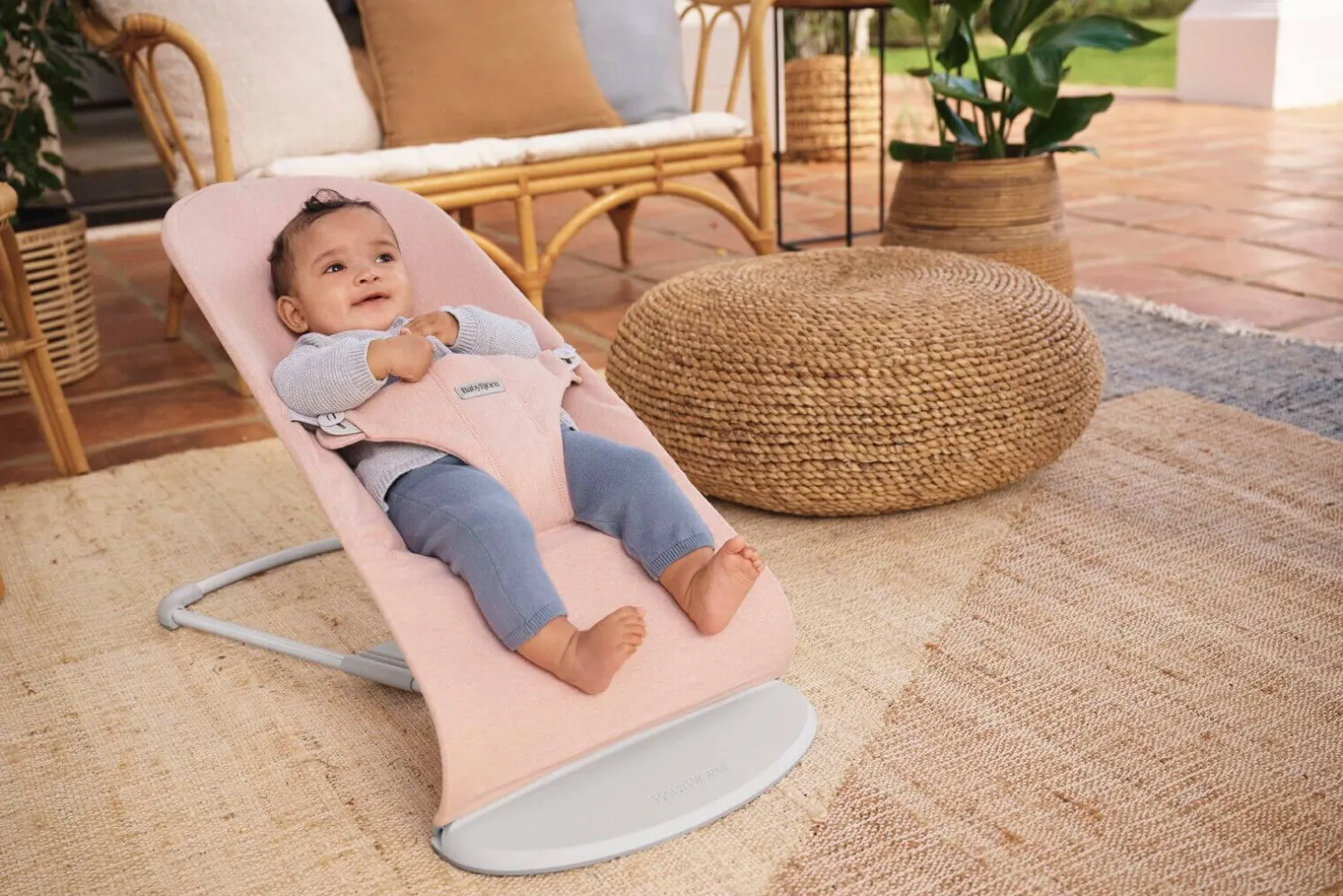 Bujaczki I Leżaczki|Foteliki I Pufy | BabyBjorn - leżaczek BLISS WOVEN, Jasny Róż melanż