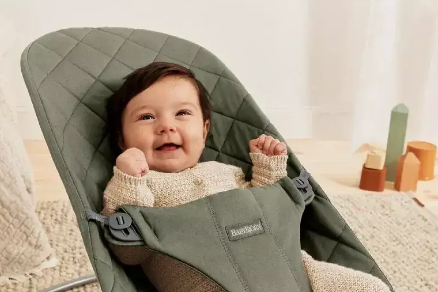 BABYBJORN - leżaczek BLISS WOVEN - Ciemnozielony