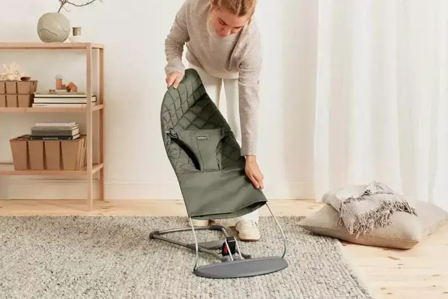 BABYBJORN - leżaczek BLISS WOVEN - Ciemnozielony