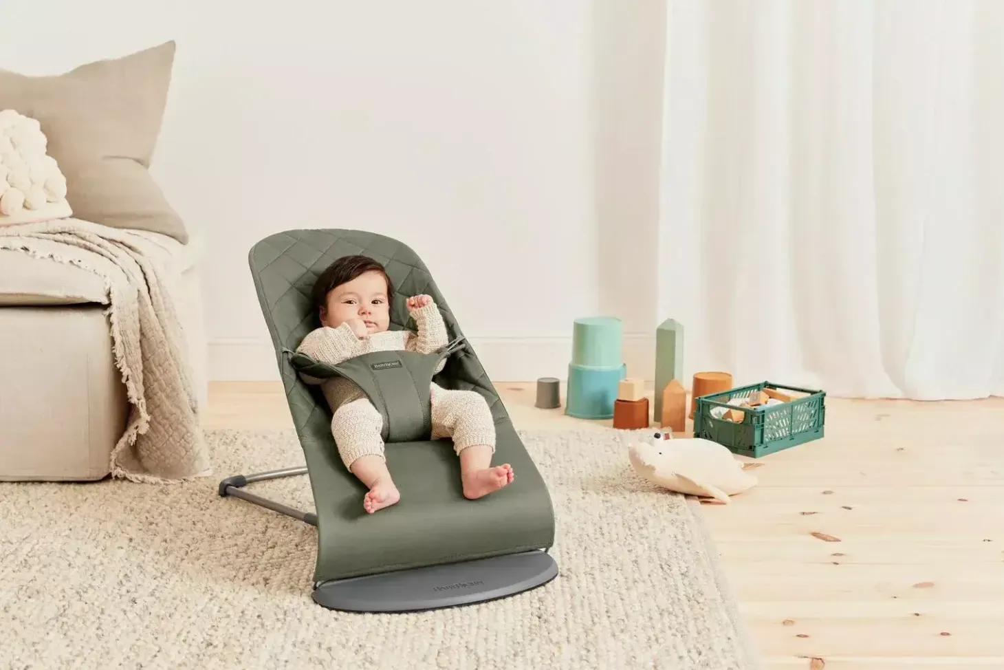 BABYBJORN - leżaczek BLISS WOVEN - Ciemnozielony