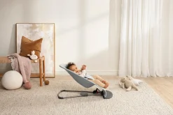 Bujaczki I Leżaczki|Foteliki I Pufy | BabyBjorn - leżaczek BLISS WOVEN, Jasny szary melanż