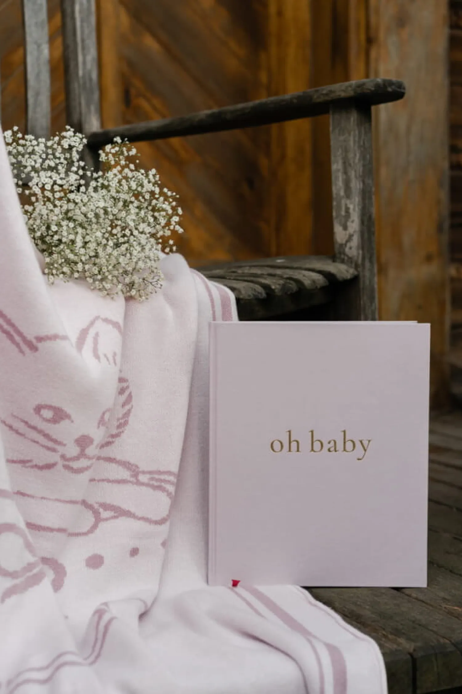 Kocyki|Kocyki | Mommy Planner Bambusowo-bawełniany kocyk do zdjęć - oh baby Pink Cat in Cup