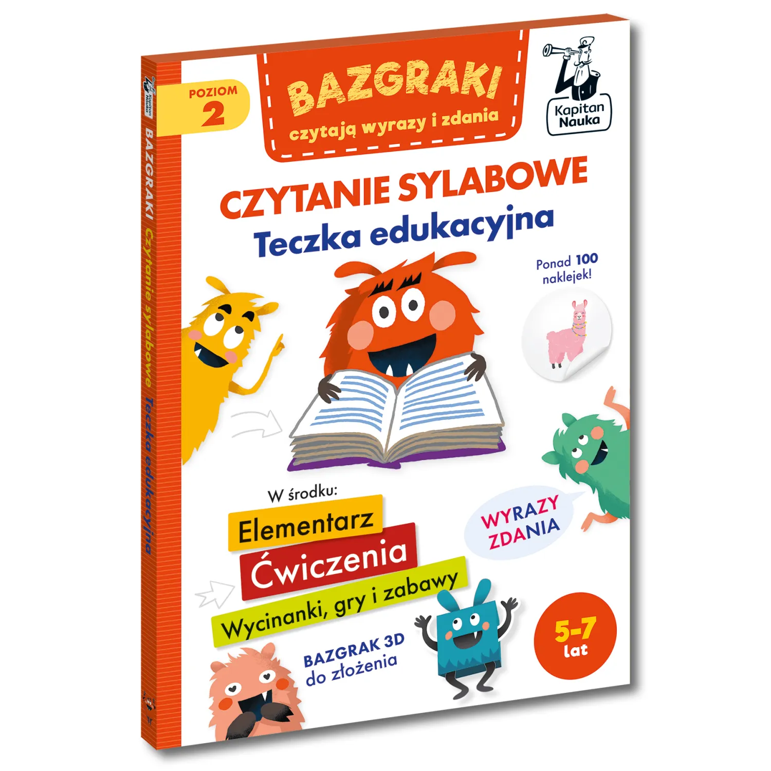 7 Lat+|Naklejki | Kapitan Nauka Bazgraki czytają wyrazy i zdania. Czytanie sylabowe. Teczka edukacyjna.