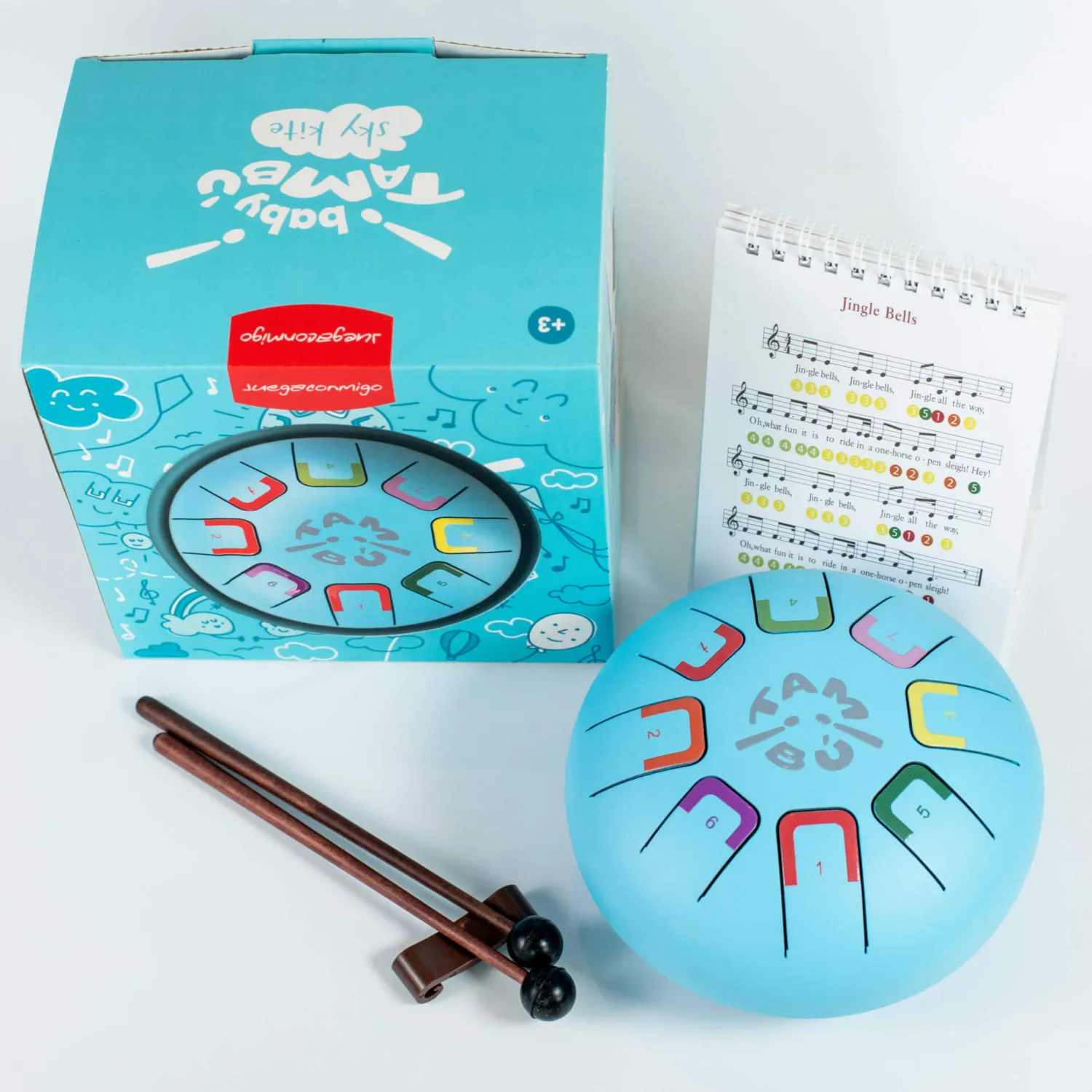 6 Lat+|3 Lata + | Juegaconmigo Bębenek językowy Baby Tambu śr. 15cm - Sky Kite