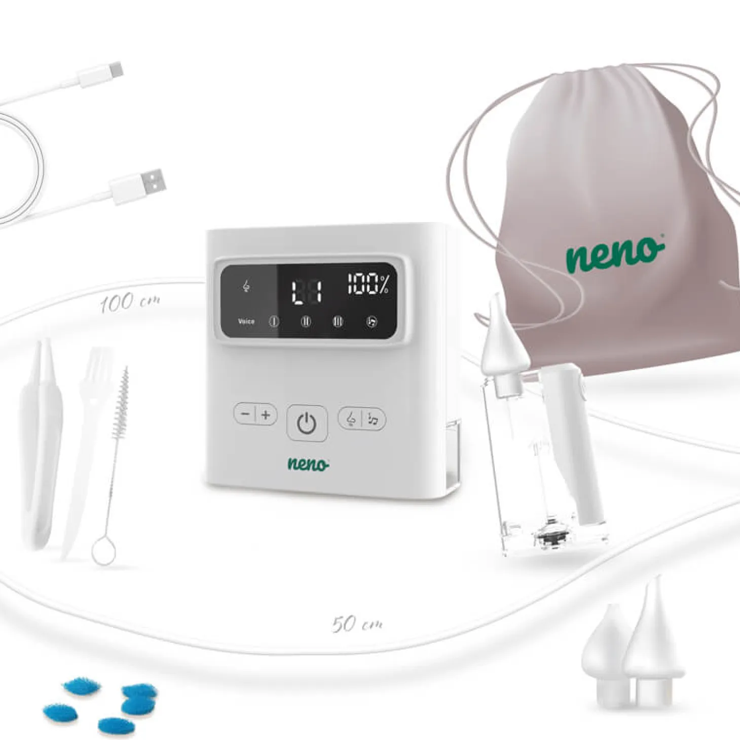 Bezprzewodowy elektroniczny aspirator do udrażniania nosa u dzieci Neno Grasso