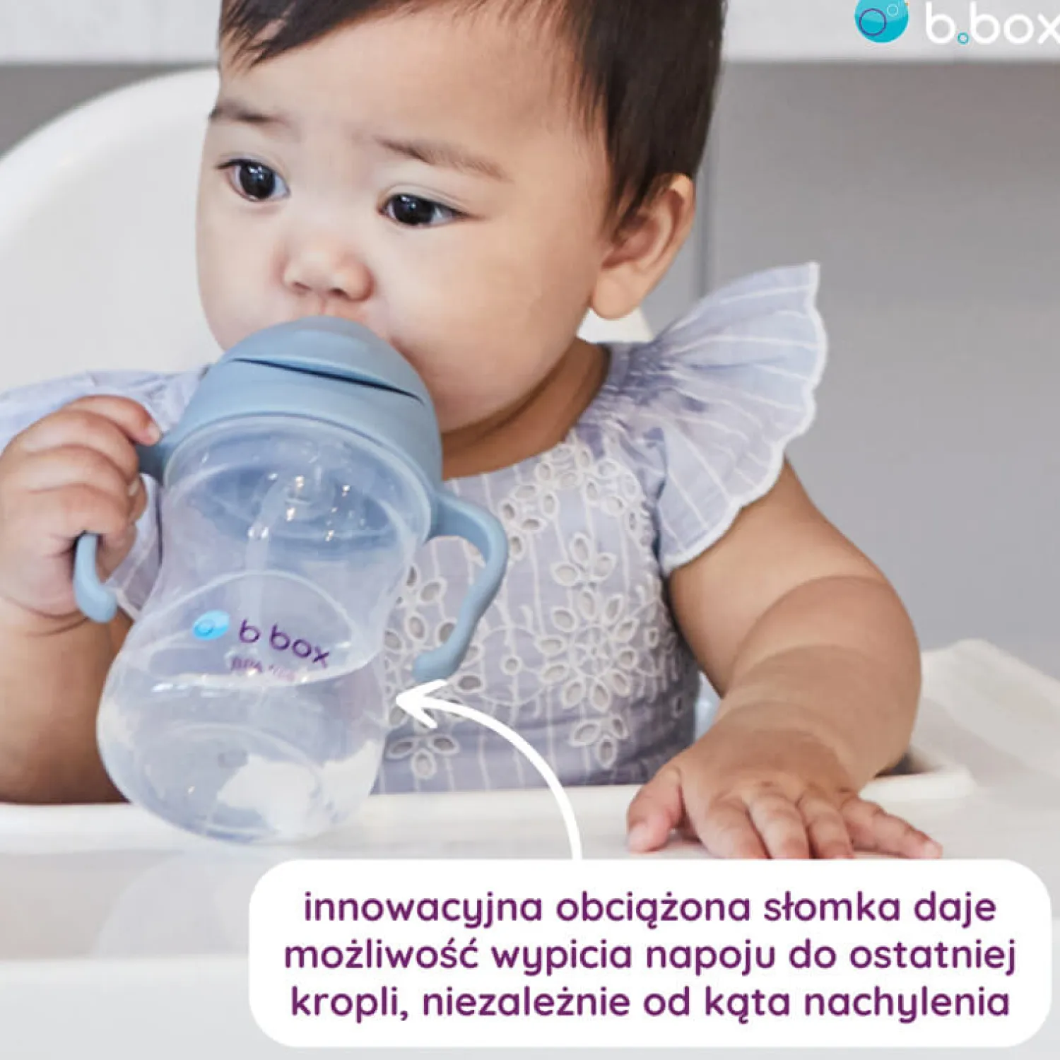 Bidony I Butelki|Bidony I Butelki | b.box Bidon ze słomką 240 ml, BŁĘKITNY