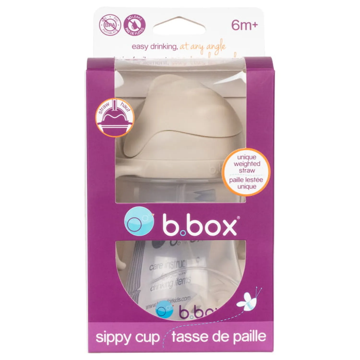 Bidony I Butelki|Bidony I Butelki | b.box Bidon ze słomką 240 ml, LATTE