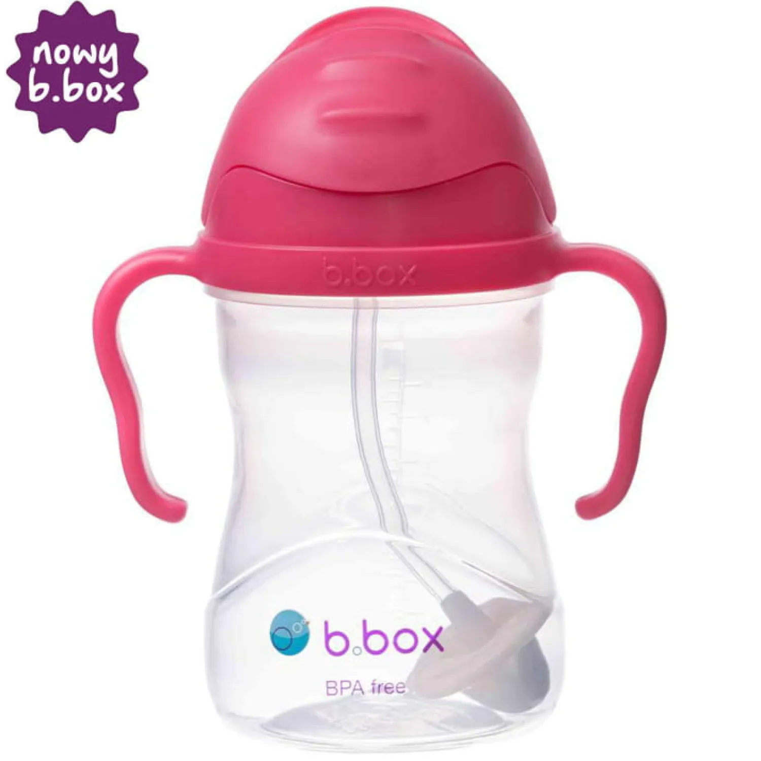 Bidony I Butelki|Bidony I Butelki | b.box Bidon ze słomką 240 ml, MALINOWY