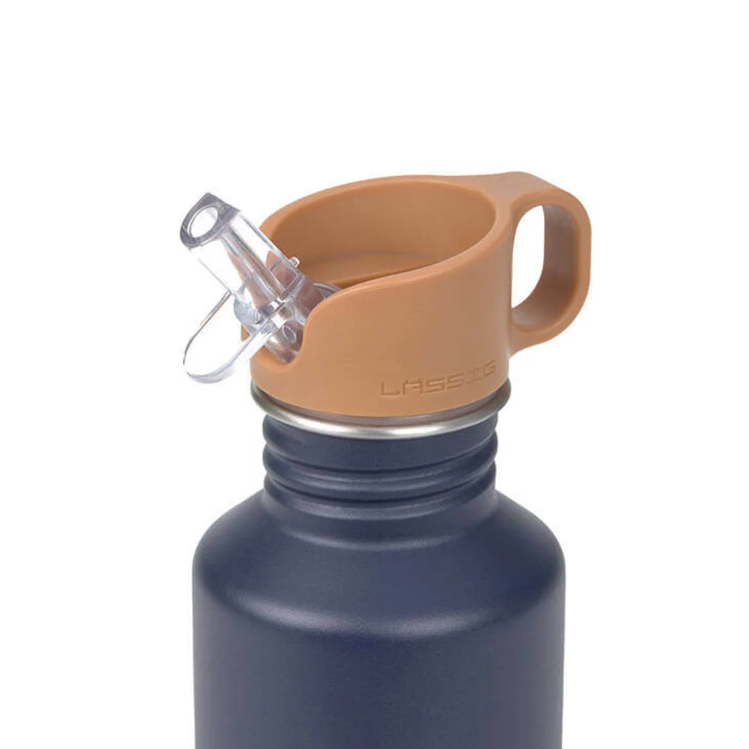Bidon ze stali nierdzewnej z ustnikiem i uchwytem Little Gang, 500 ml - Smile navy