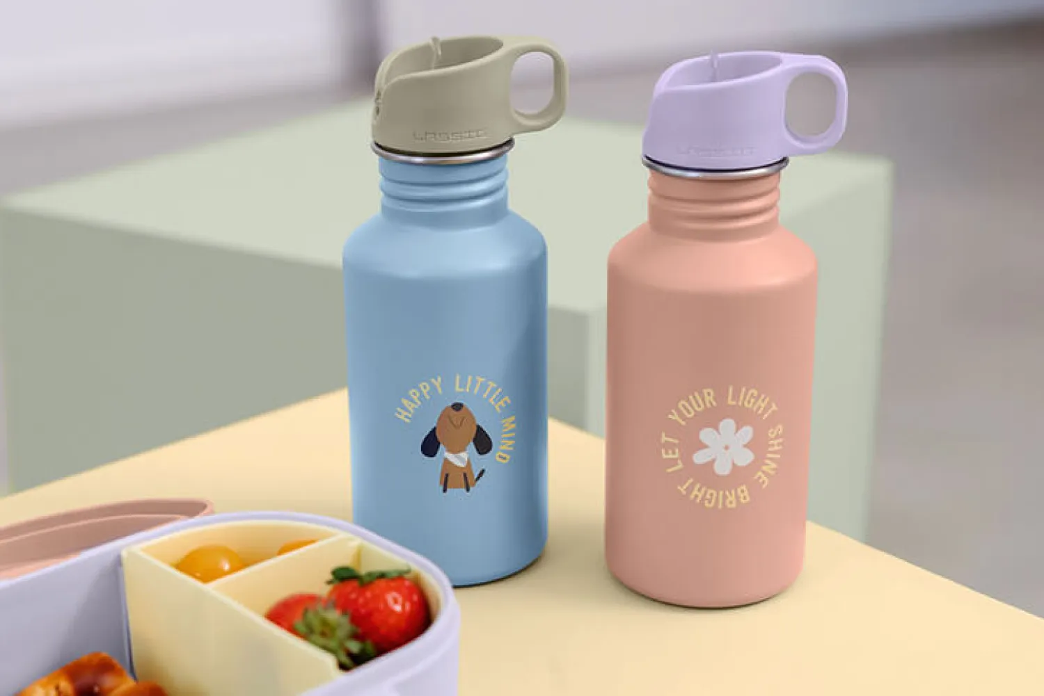 Bidony I Butelki|Bidony I Butelki | Lassig Bidon ze stali nierdzewnej z ustnikiem i uchwytem 500 ml Pattern Party rose & lilac