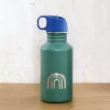 Bidon ze stali nierdzewnej z ustnikiem i uchwytem Little Gang, 500 ml - Rainbow green