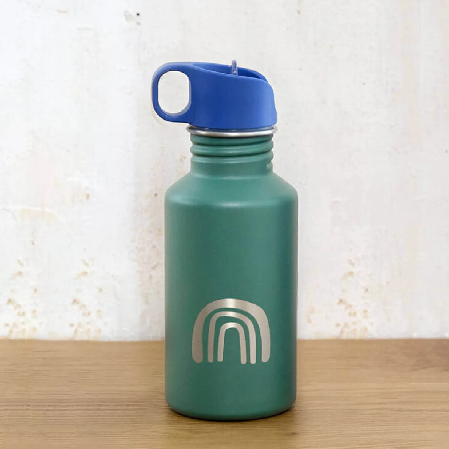 Bidon ze stali nierdzewnej z ustnikiem i uchwytem Little Gang, 500 ml - Rainbow green