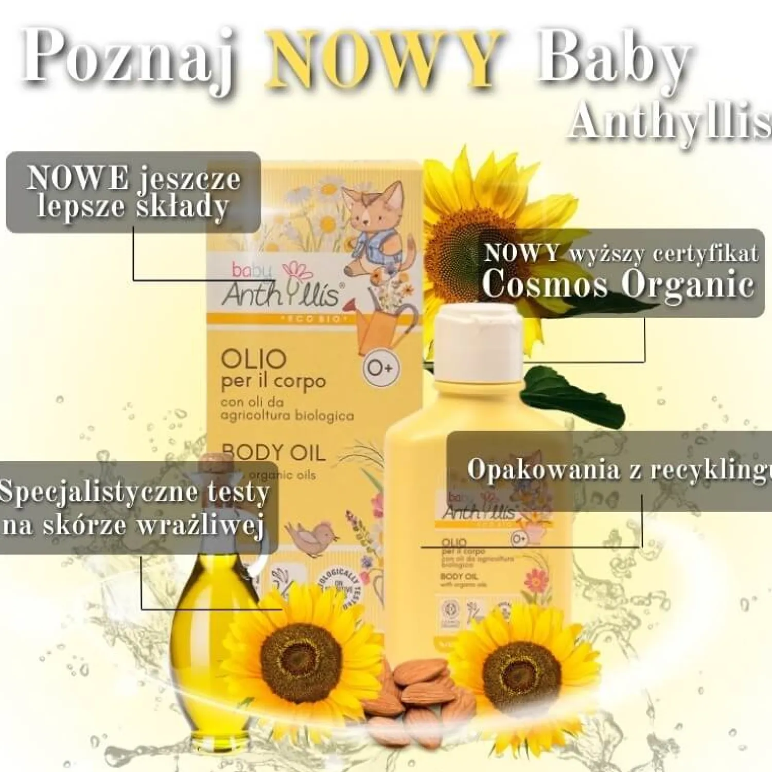 Porządek W Domu|Naturalne Kosmetyki | Baby Anthyllis Bio Oliwka, olejek do ciała z olejami z rolnictwa ekologicznego, Certyfikowany, 100 ml