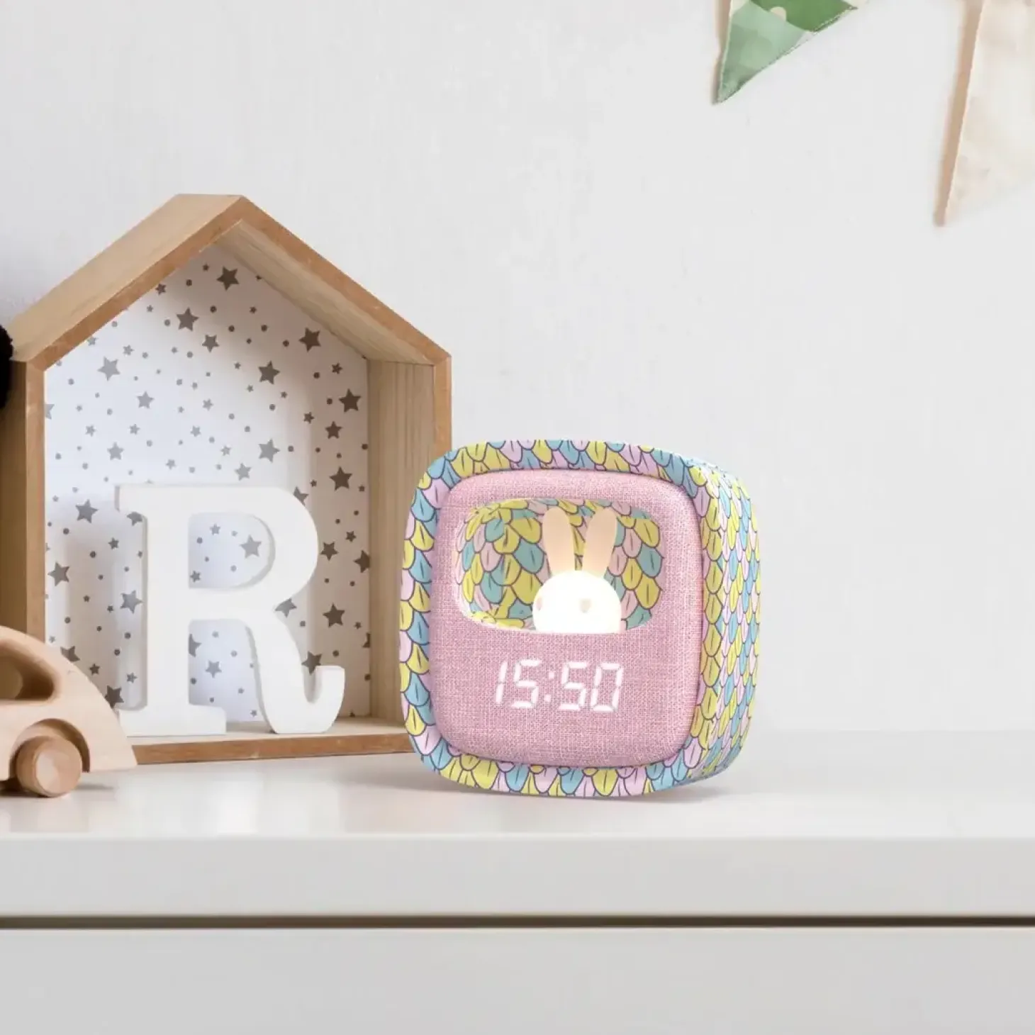 Budzik i lampka nocna Billy Clock - jasno różowa syrenka