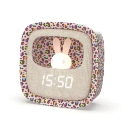Budzik i lampka nocna Billy Clock - tęczowy lampart