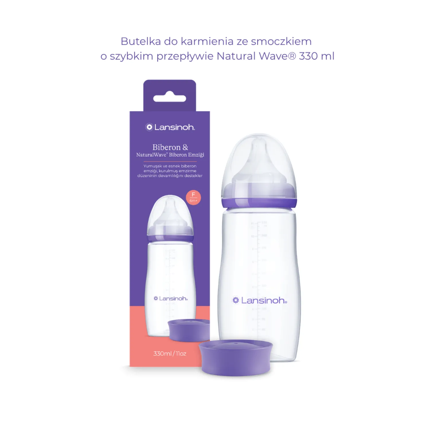 Butelki Do Karmienia|Butelki I Akcesoria | Lansinoh Butelka do karmienia 330 ml ze smoczkiem Natural Wave™ o szybkim przepływie