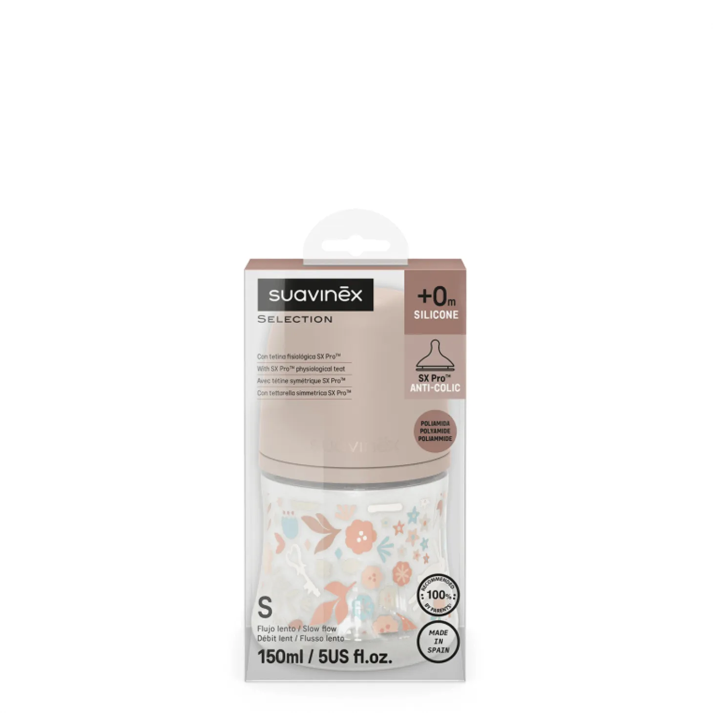 Butelka 150 ml ze smoczkiem fizjologicznym SX Pro o wolnym przepływie - różowa liberty Wonderland