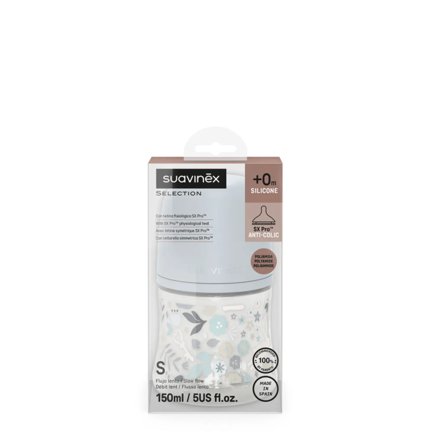Butelka 150 ml ze smoczkiem fizjologicznym SX Pro o wolnym przepływie - niebieska liberty Wonderland