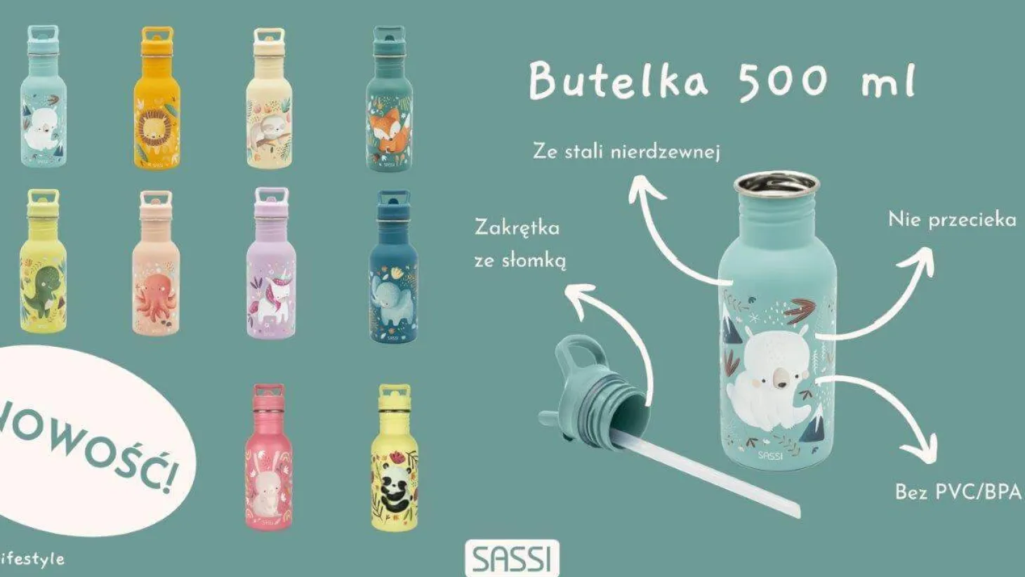 Butelka na wodę bidon 500 ml - Leniwiec
