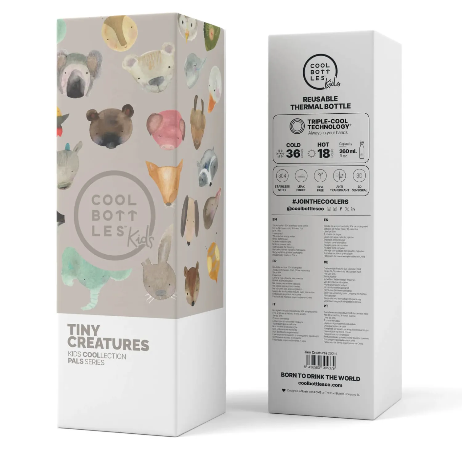 Bidony I Butelki|Bidony I Butelki | Cool Bottles Butelka termiczna Kids Triple cool - Tiny Creatures, 260 ml