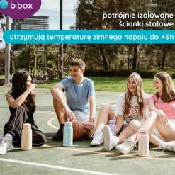 Bidony I Butelki|Butelki I Bidony | b.box Butelka termiczna ze składanym ustnikiem, termos ze stali nierdzewnej - Pink Paradise, 1l