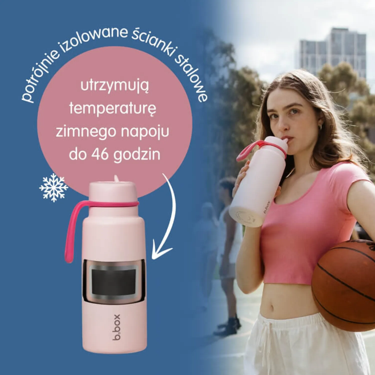 Bidony I Butelki|Butelki I Bidony | b.box Butelka termiczna ze składanym ustnikiem, termos ze stali nierdzewnej - Spearmint, 1l