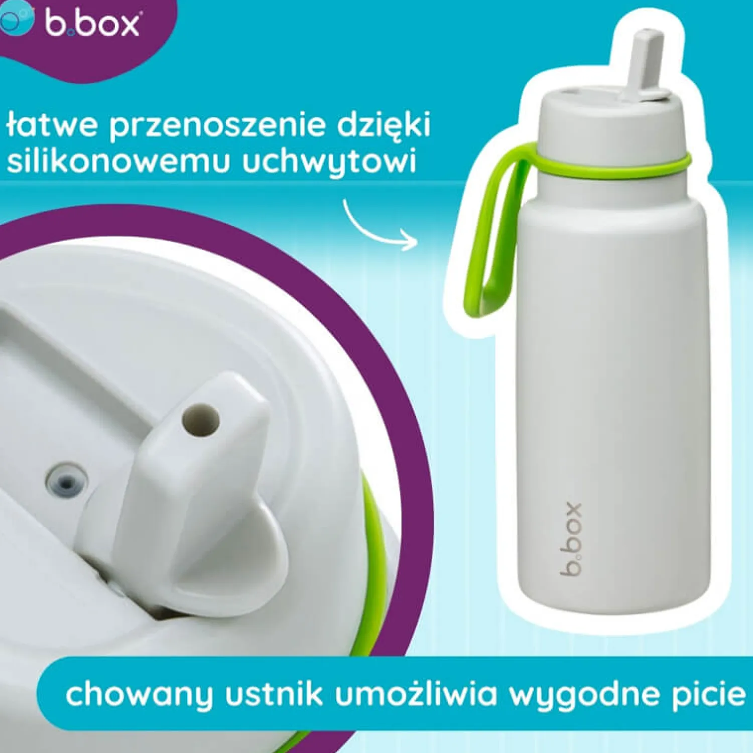 Bidony I Butelki|Butelki I Bidony | b.box Butelka termiczna ze składanym ustnikiem, termos ze stali nierdzewnej - Lime Time, 1l