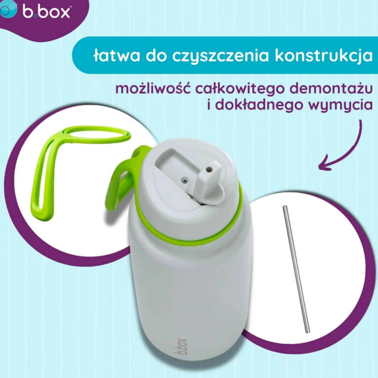 Bidony I Butelki|Butelki I Bidony | b.box Butelka termiczna ze składanym ustnikiem, termos ze stali nierdzewnej - Lime Time, 1l