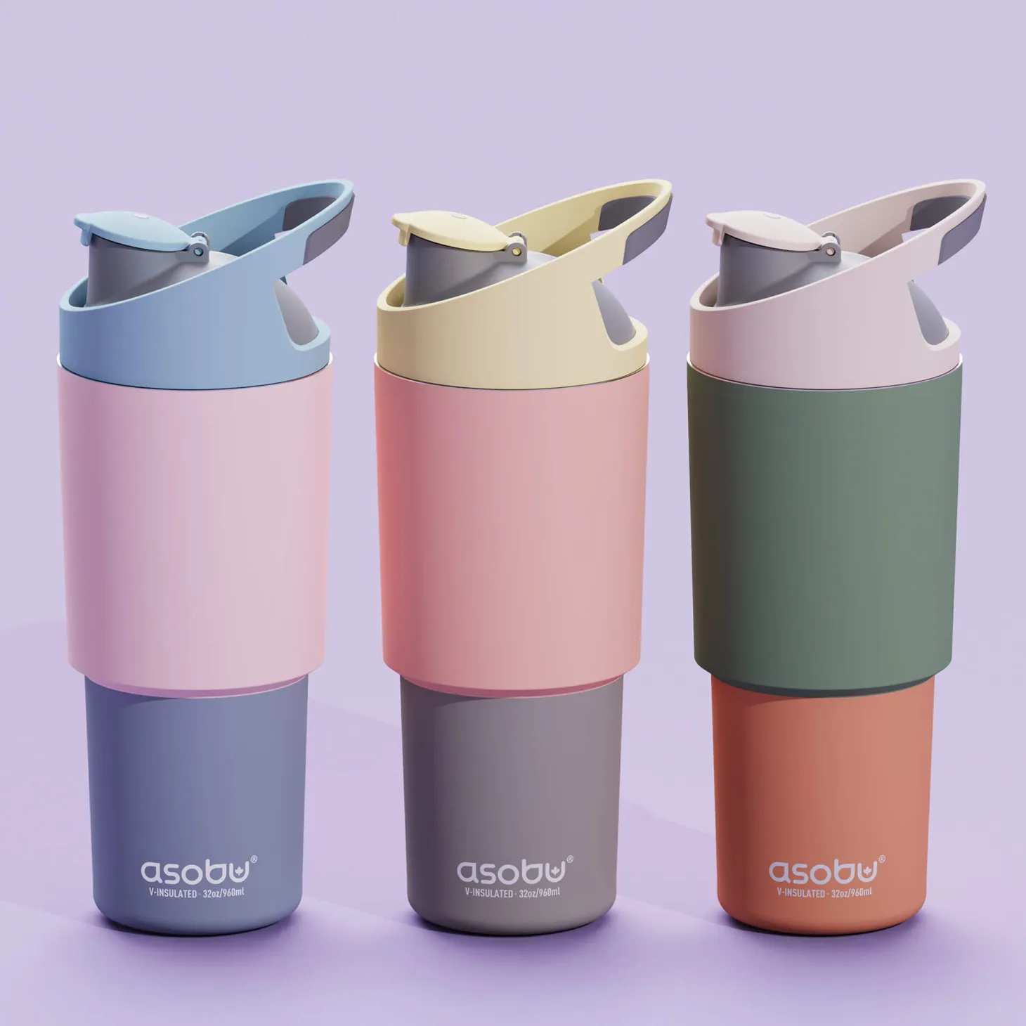 Butelka termiczna ze słomką Cosmic, 960ml - pastelowy zielony