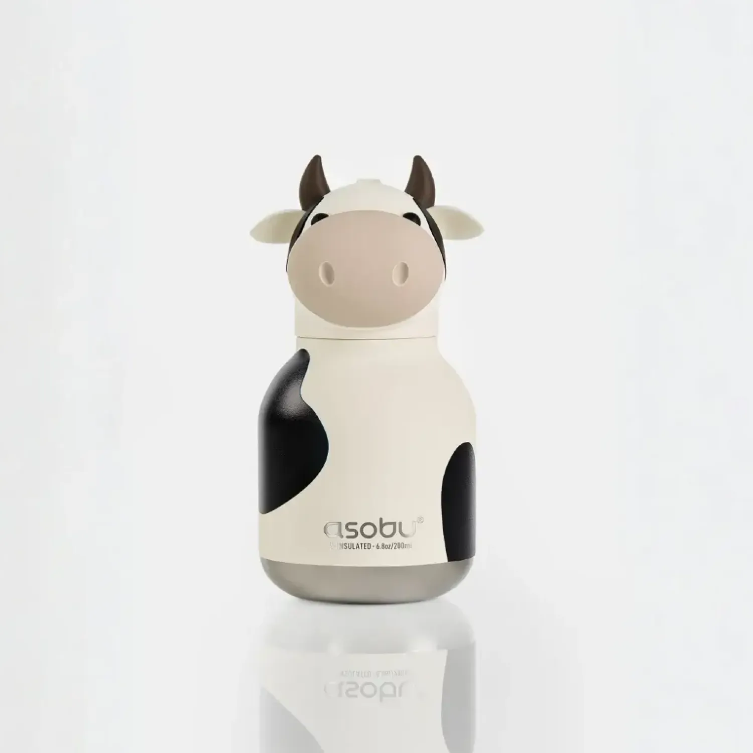 Bidony I Butelki|Bidony I Butelki | Asobu Butelka termiczna ze słomką Mini Bestie, 200 ml - Krowa