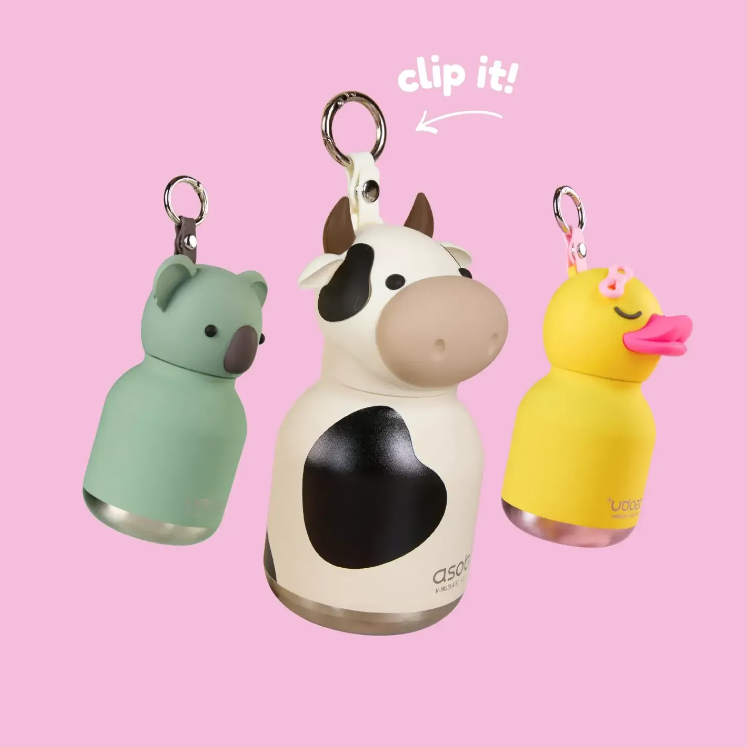 Bidony I Butelki|Bidony I Butelki | Asobu Butelka termiczna ze słomką Mini Bestie, 200 ml - Królik