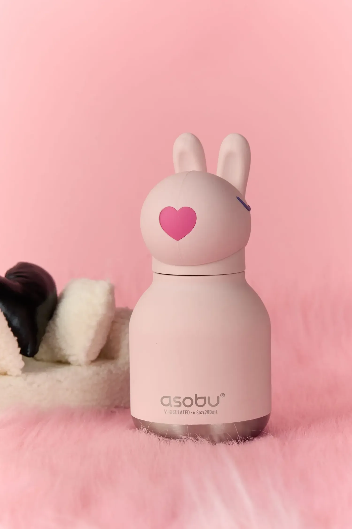 Bidony I Butelki|Bidony I Butelki | Asobu Butelka termiczna ze słomką Mini Bestie, 200 ml - Królik