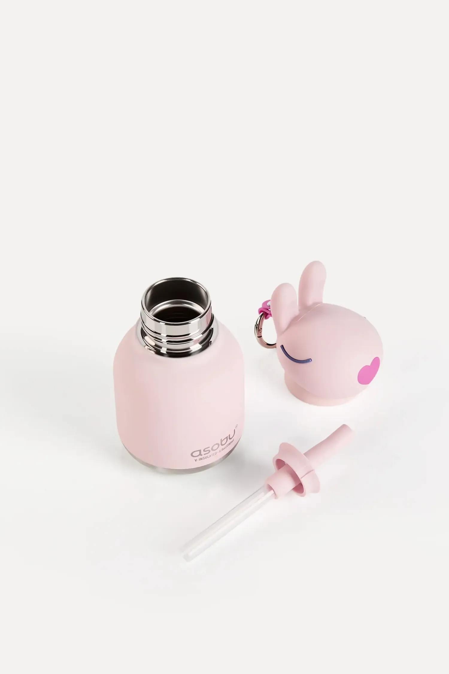 Bidony I Butelki|Bidony I Butelki | Asobu Butelka termiczna ze słomką Mini Bestie, 200 ml - Królik