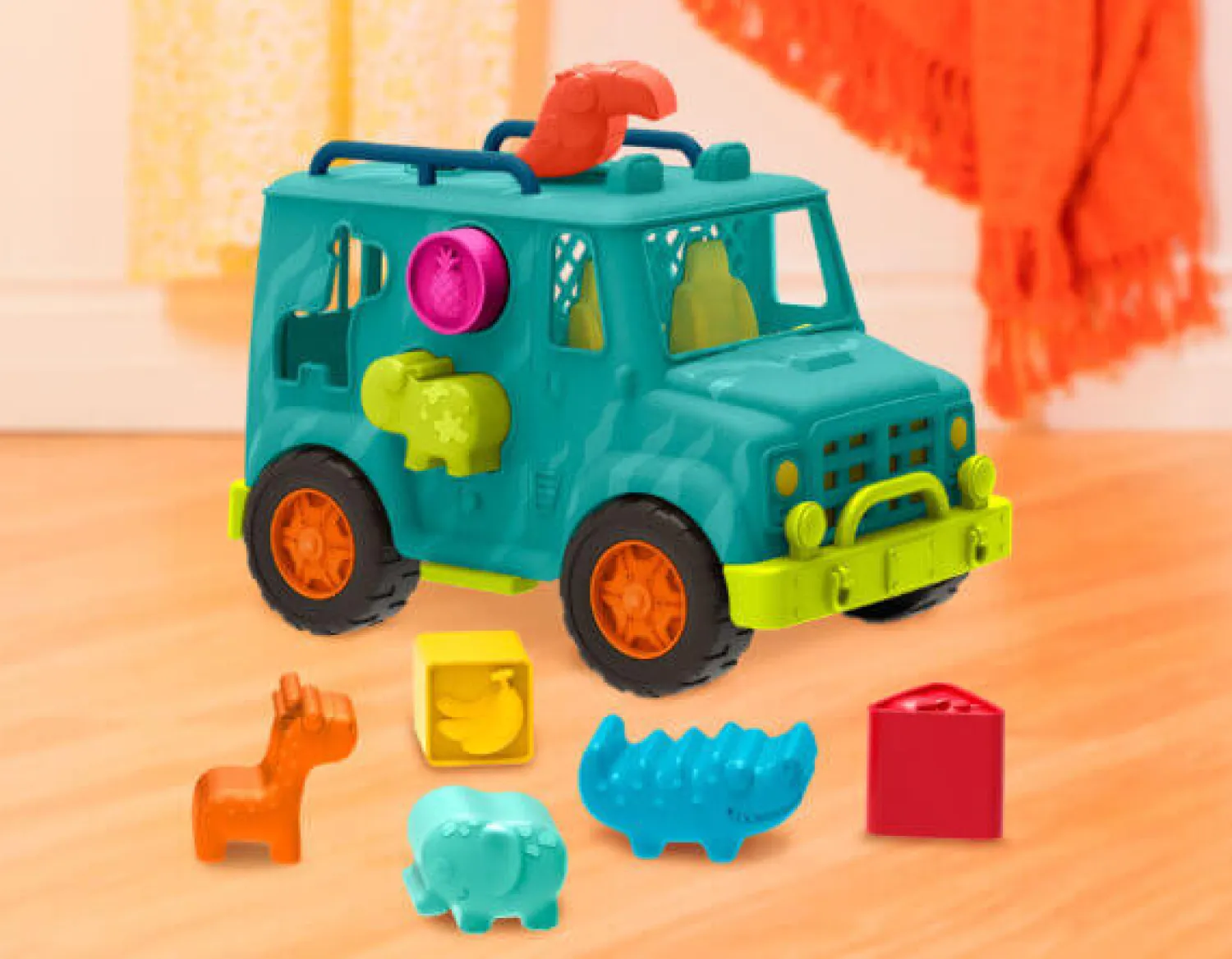 12M+|3 Lata + | B.Toys Ciężarówka ratunkowa dla zwierząt z klockami - Rollin’ Animal Rescue