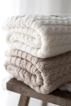 Kocyki|Kocyki | My Memi Ciepły kocyk ze 100% wełny merino warm beige - premium collection