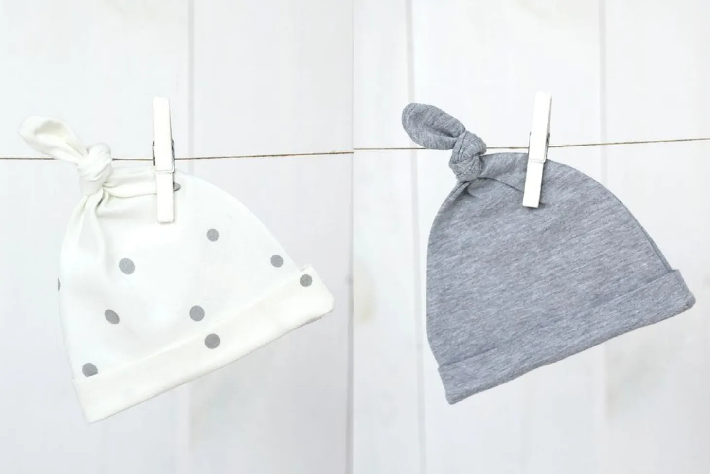 Czapeczka Krasnal 2-pack Szare kropki-Jasny szary
