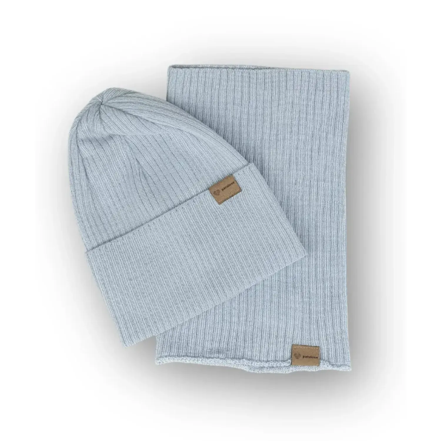 Na Główkę | Patulove Czapka i komin wełniany PASTEL BLUE