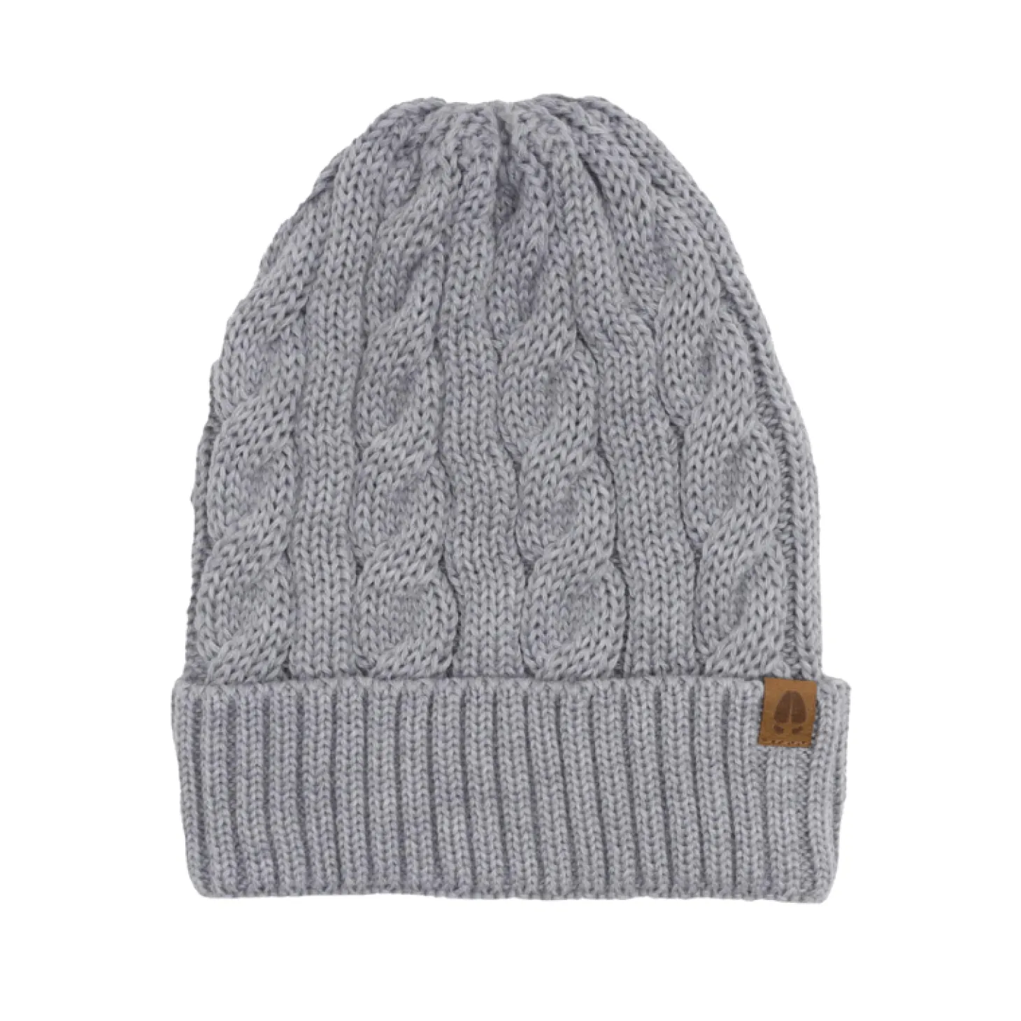 Czapka warkocz 100% wełny merino Owieczka - jasny szary
