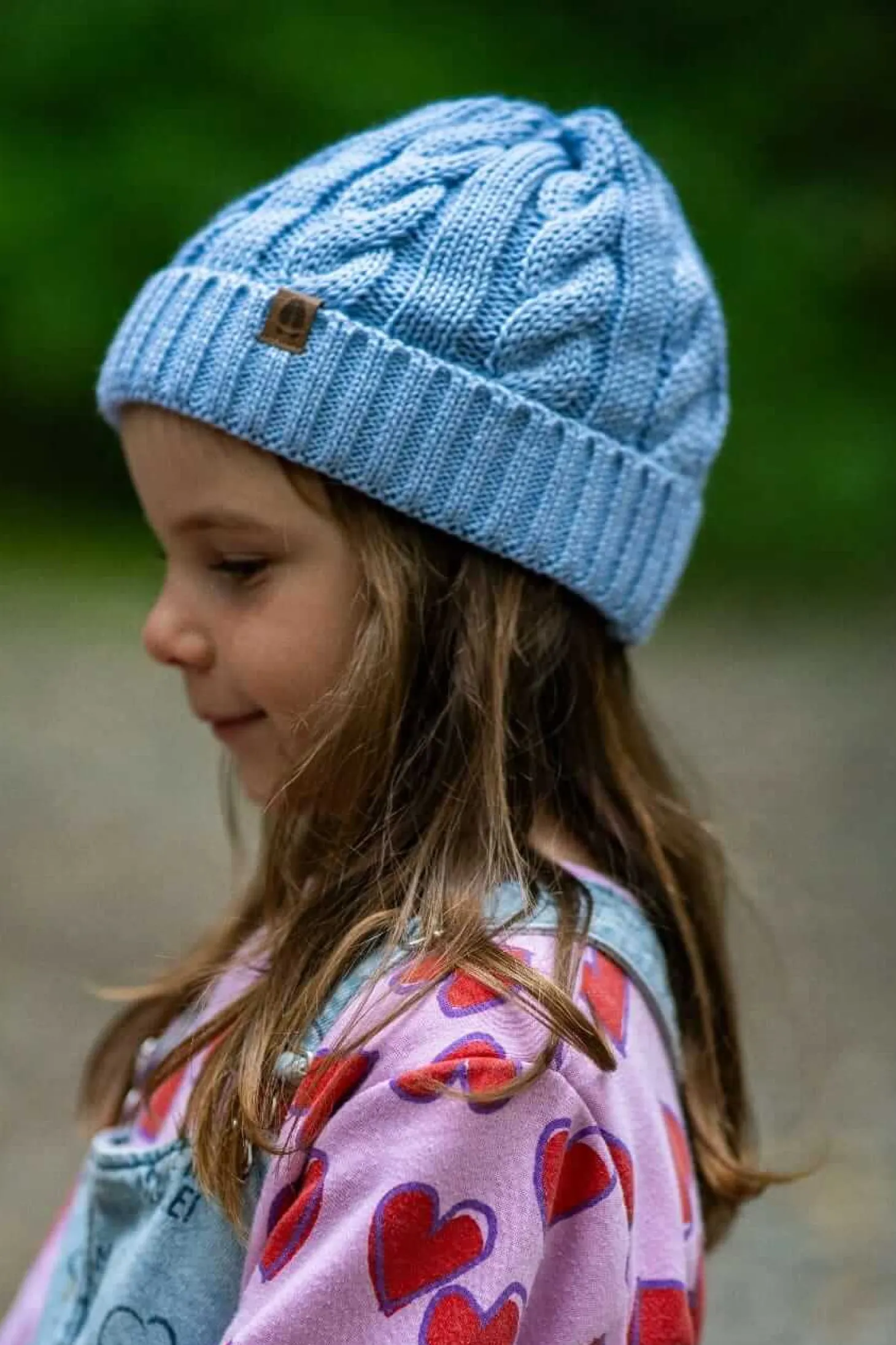 Czapka warkocz 100% wełny merino Owieczka - błękitny