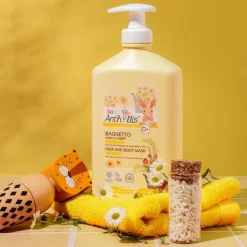 Delikatny bio płyn do kąpieli i szampon 2w1, BEZ ŁEZ, z organicznym rumiankiem i proteinami ryżu, 500 ml
